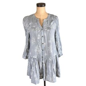 Anthropologie Holding Horses Pavin Grey Floral‎ Tunic Top S